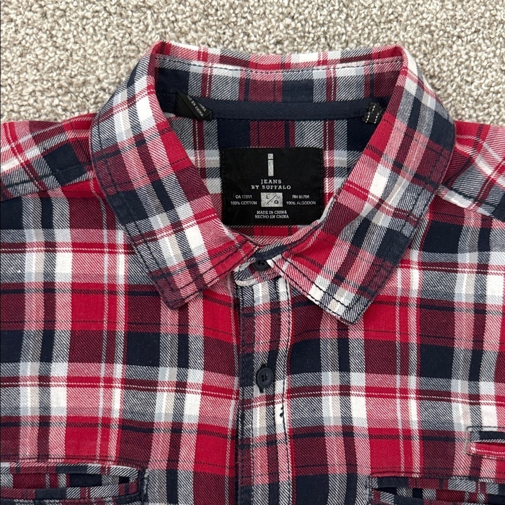 I jeans by Buffalo Red and Navy Plaid Shirt - Picture 4 of 6